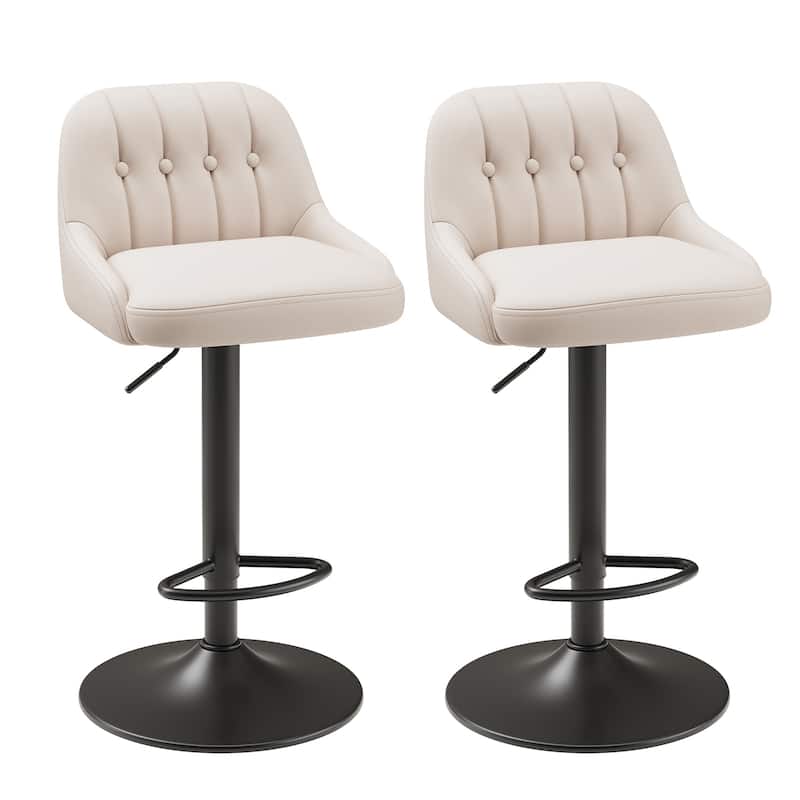 RENEWLINE Adjustable Height Bar Stools with Back, 360° Swivel PU Leather Counter Stools( Set of 1/2/3/4/6)for Kitchen Island