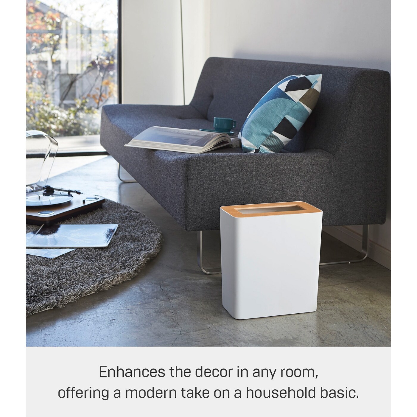Yamazaki Home Trash Can - Two Styles, Steel & Wood