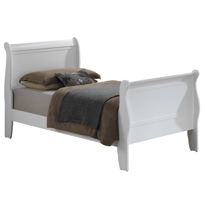 Wooden Sleigh Twin Platform Bed - 87" - White