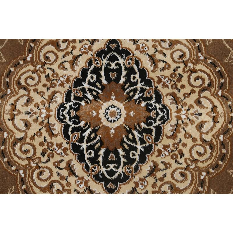 Traditional Brown Floral Oriental Tabriz Area Rug Turkish Carpet