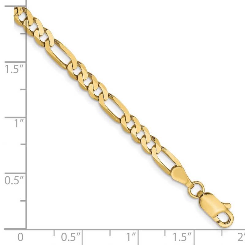 Curata 10k Yellow Gold 4mm Flat Figaro Chain Bracelet Options: 7" 8"