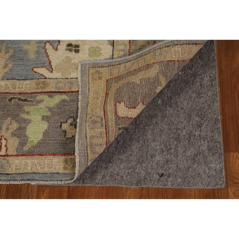 Hand Knotted Oriental 100% Wool Carpet Transitional Floral Navy Blue & Blues Oushak Area Rug - 8' 6'' X 6' 0''