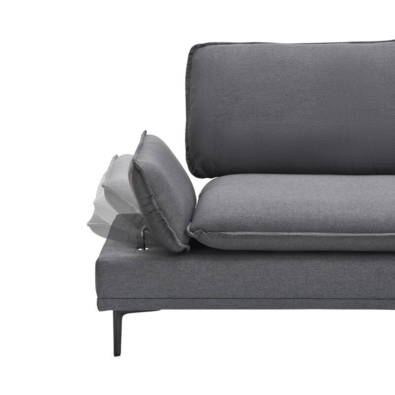 89-inch Dark Grey Polyester Blend Sofa for Offices, Apartments and Living Rooms