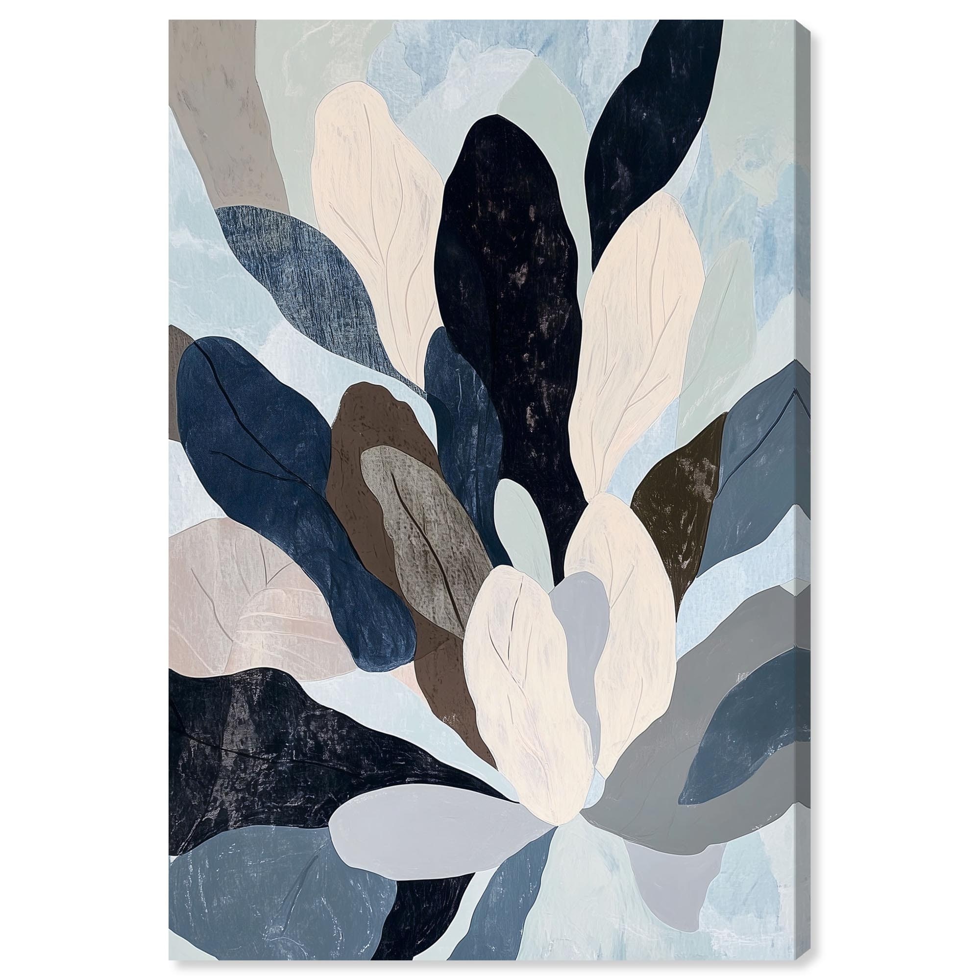 Overlapping of Leaf IV Blue Wall Decor Wrapped Canvas Print by Art Remedy