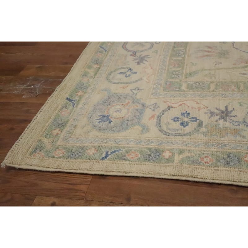 Hand Knotted Oriental 100% Wool Carpet Traditional All-Over Beige & Ivories Ziegler Area Rug - 9' 11'' X 8' 1''