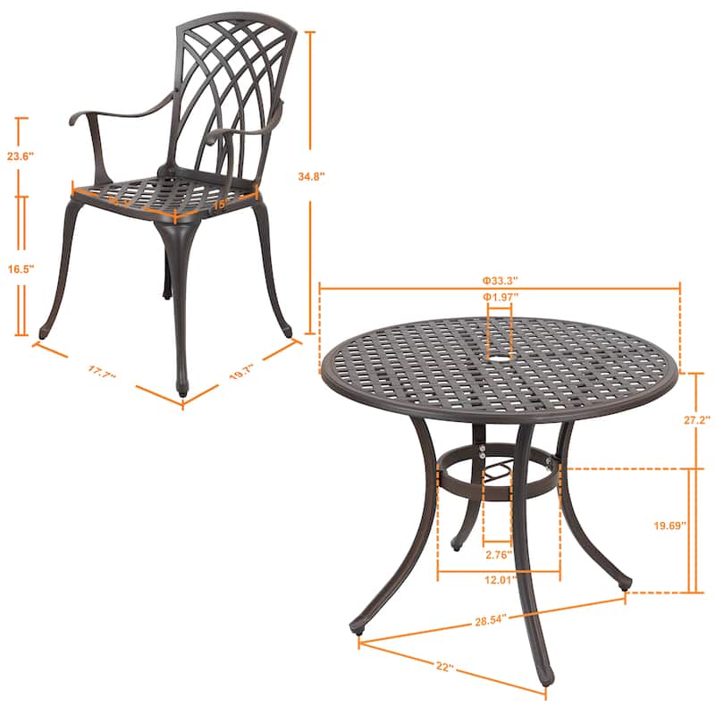 NUU GARDEN 5-piece Antique Bronze Cast Aluminum Patio Dining Set