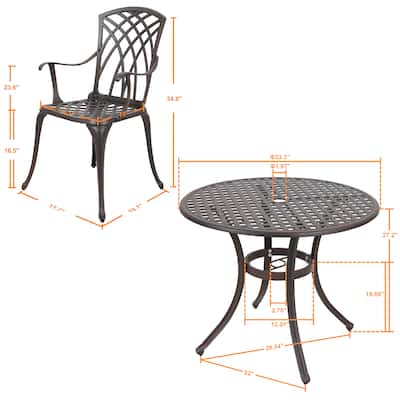 NUU GARDEN 5-piece Antique Bronze Cast Aluminum Patio Dining Set