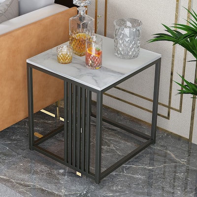 Industrial Style Sintered Stone Top Square Side Table