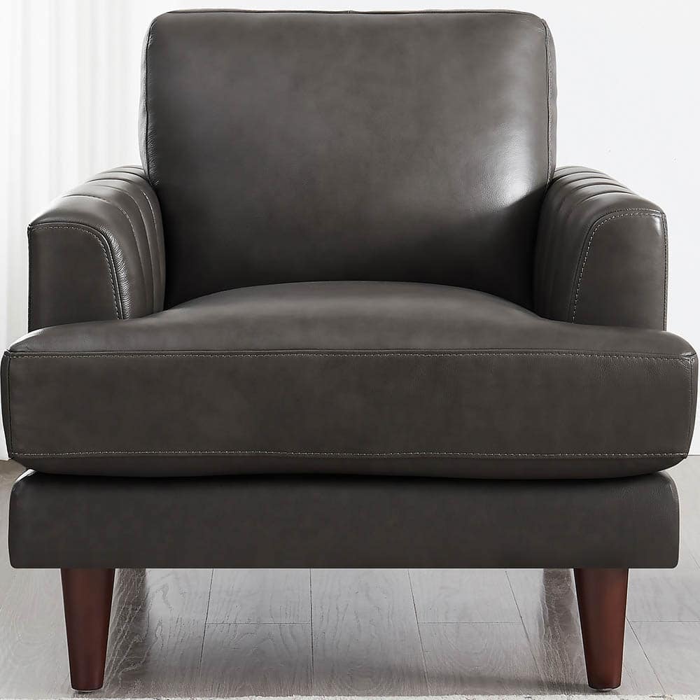 Ivy Living Cassia Top Grain Leather Chair With Feather, Memory Foam and Springs