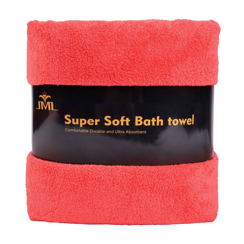 350GSM Softest Plush Fleece Towel Set Highly Absorbent Towels with Loop - Coral