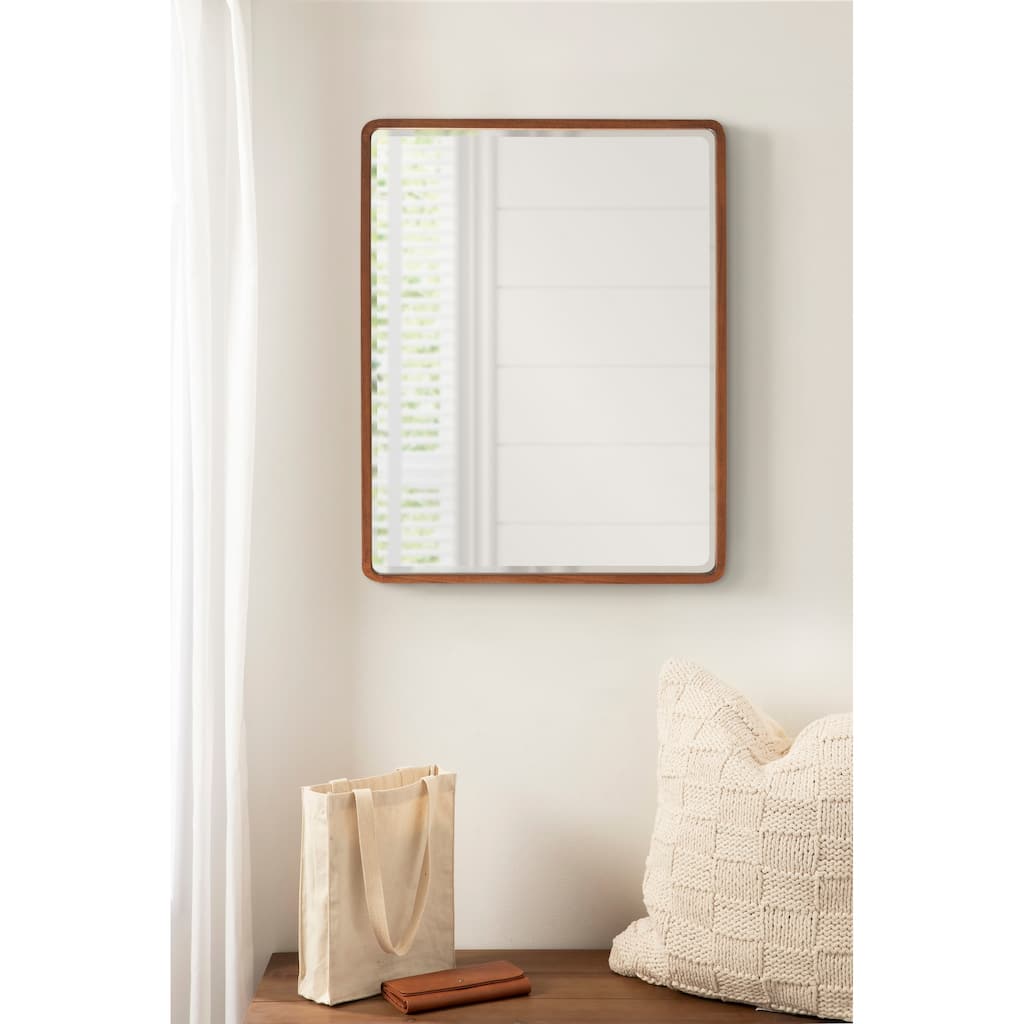 Kate and Laurel McLean Wood Radius Rectangle Wall Mirror