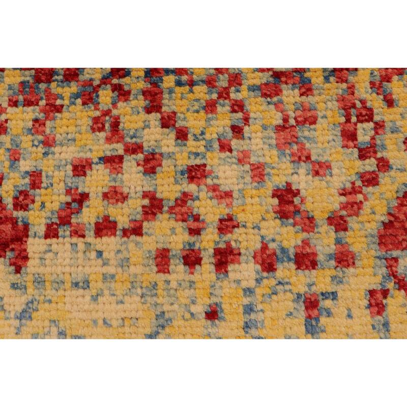 Contemporary Balochi Sawyer Blue/Red Hand Knotted Wool Rug - 3'2'' x 4'11''