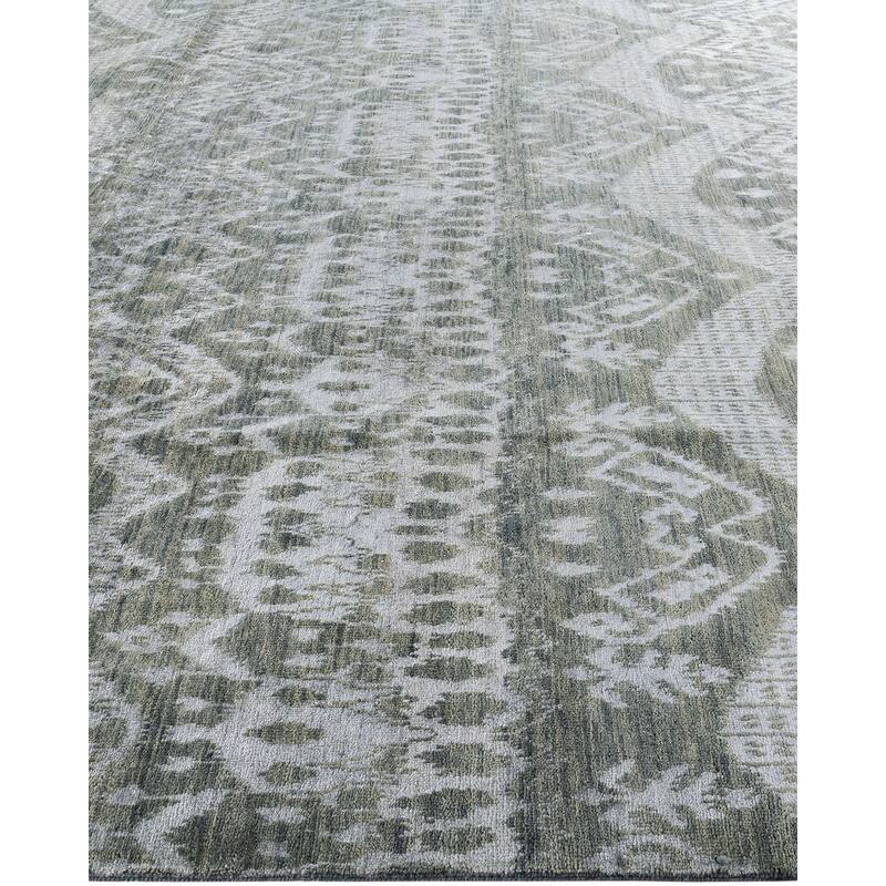 Ikat One-of-a-Kind Hand-Knotted Area Rug - Gray, 9' 0" x 12' 1" - 9' 0" x 12' 1"