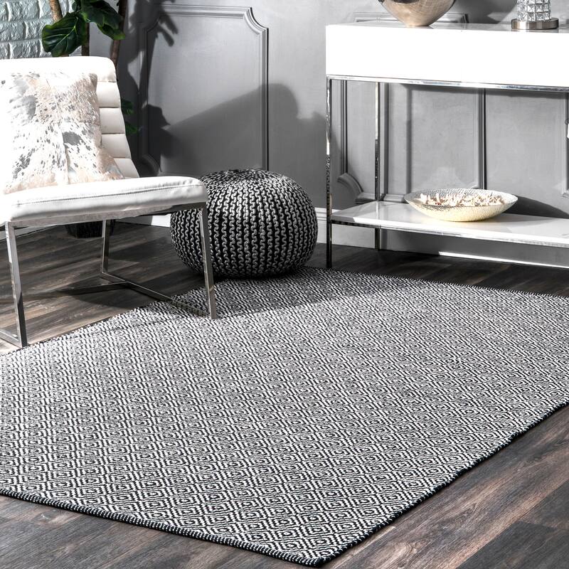 Nuloom Lorretta Geometric Cotton Area Rug - 10' x 14' - Black