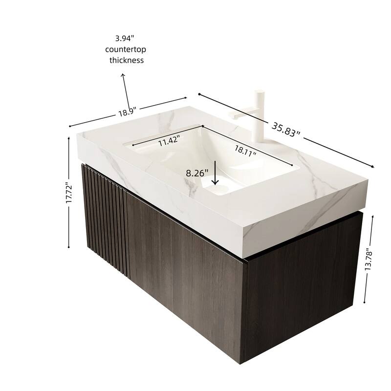 Floating Storage Bathroom Vanity with 1 Pre-drilled Faucet Hole