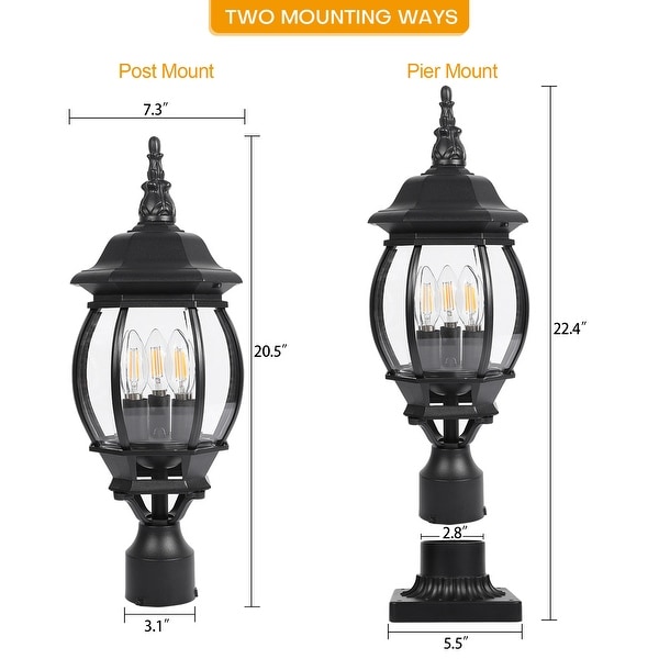 Outdoor 1 3 Light Post Lantern with Pier Mount Base Pack 1 or 2 On Sale Bed Bath Beyond 35542729