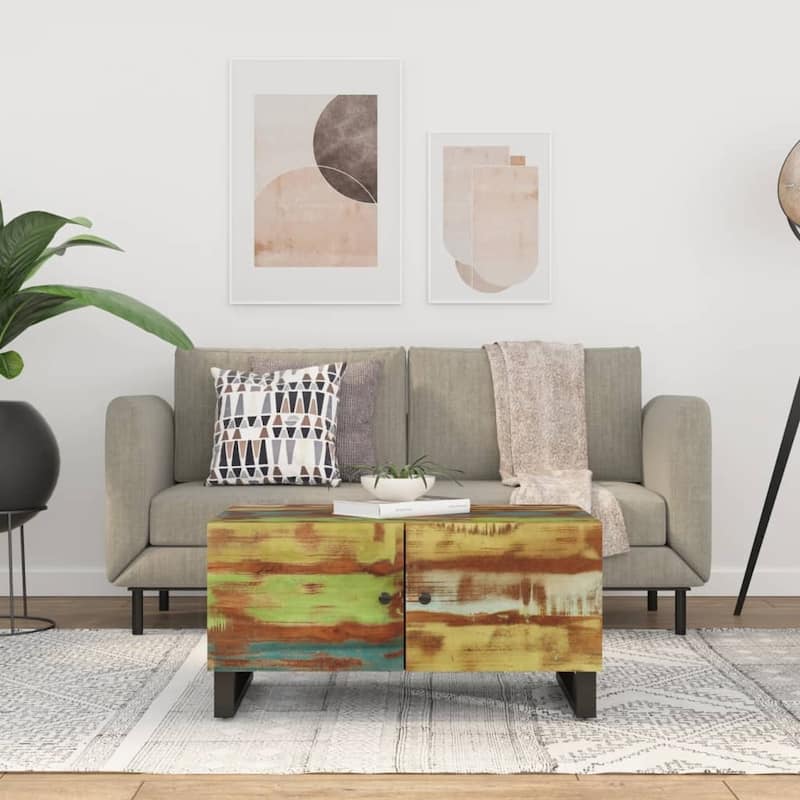 vidaXL Coffee Table 31.5"x19.7"x15.7" Solid Wood Mango&Engineered Wood - Multicolour - Reclaimed Wood