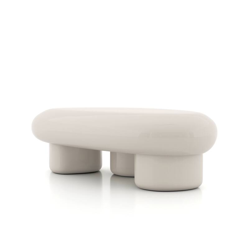 24/7 Shop At Home Modern Oval Glossy Low Profile Coffee Table