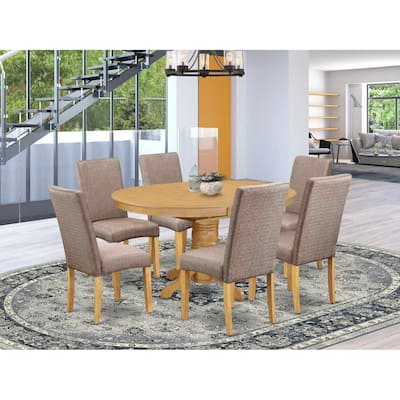 Dinette Set 7Pc Oval Table w/ Leaf & 6 Chairs - Tuscan Style Kitchen Table Set