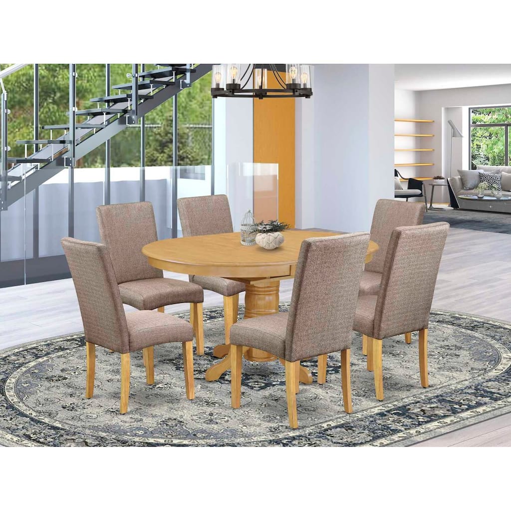 Dinette Set 7Pc Oval Table w/ Leaf & 6 Chairs - Tuscan Style Kitchen Table Set