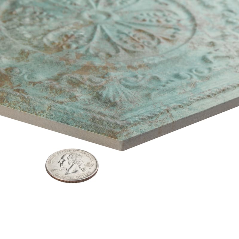 Merola Tile Zinc Hex Green Decor 9-7/8" x 11-1/4" Porcelain Floor and Wall Tile