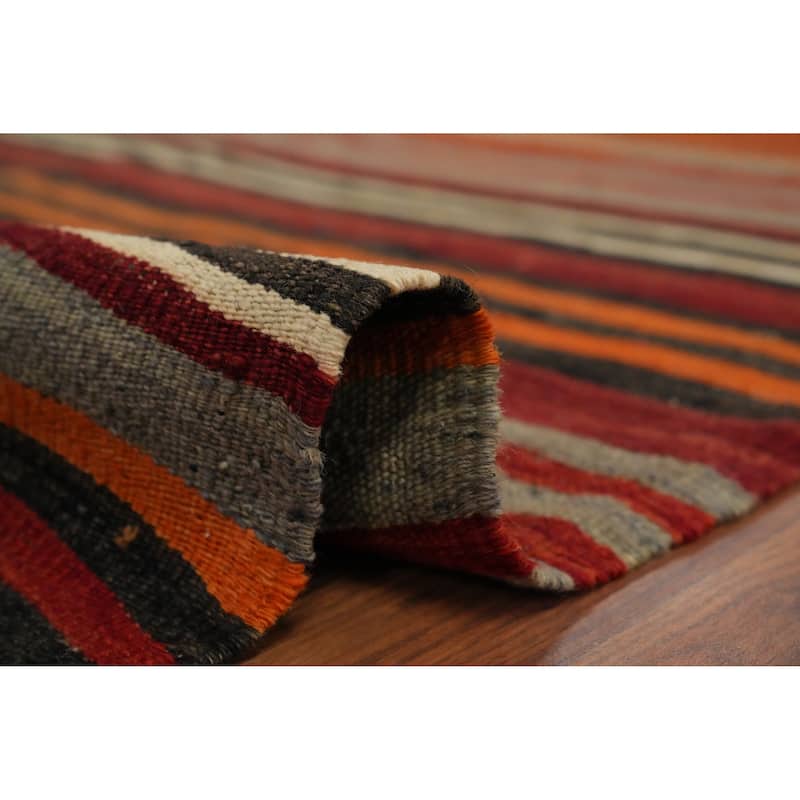Hand Woven Oriental 100% Wool Carpet Southwestern Geometric Multi-Colored Kilim Area Rug - 9' 1'' X 5' 4''