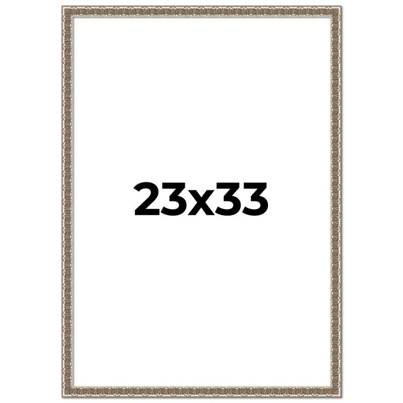 23x33 Frame Silver Versailles Ornate Solid Wood Picture Frame | 1 Inch