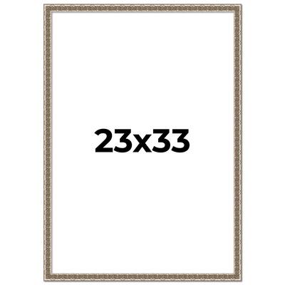 23x33 Frame Silver Versailles Ornate Solid Wood Picture Frame | 1 Inch