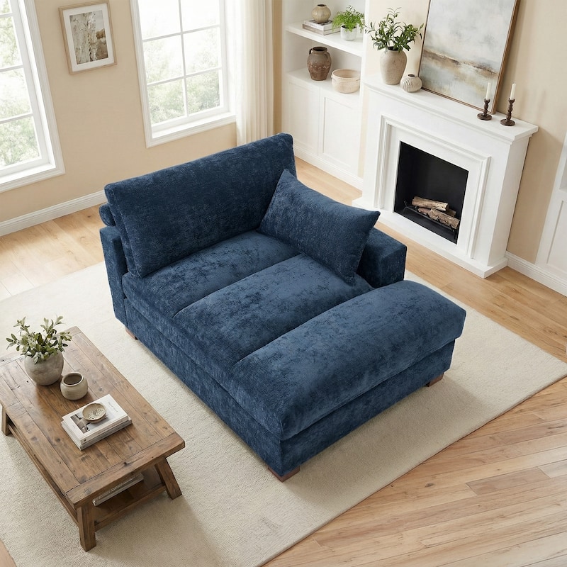 42"W Chenille Upholstered Chaise Lounge