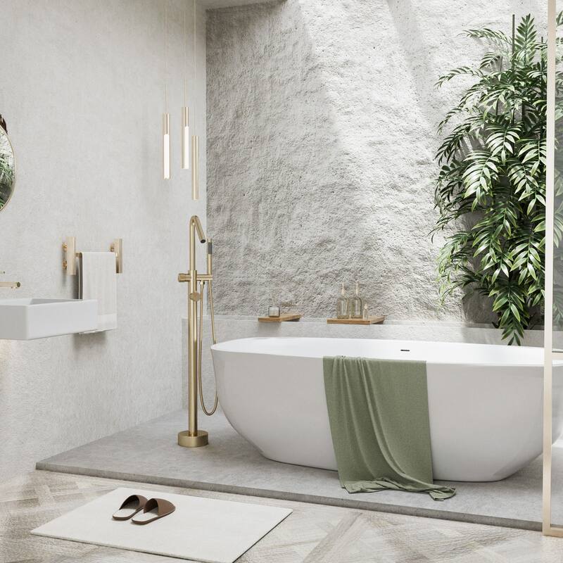 Modland 46''H Outdoor Shower System 316 Stainless Steel Thermostatic Freestanding Poolside Faucet with Swivel Spout - 46'' H