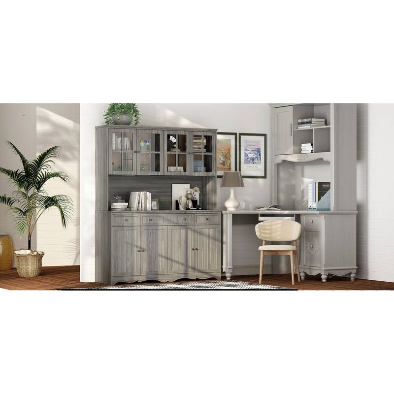 61.2"W Buffet Hutch Storage Pantry Cabinet Sideboard Storage Cabinet