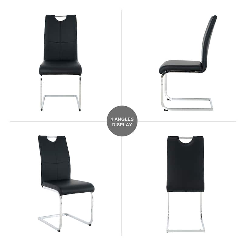 Set of 2 Modern Faux Leather Dining Chairs with Metal Legs