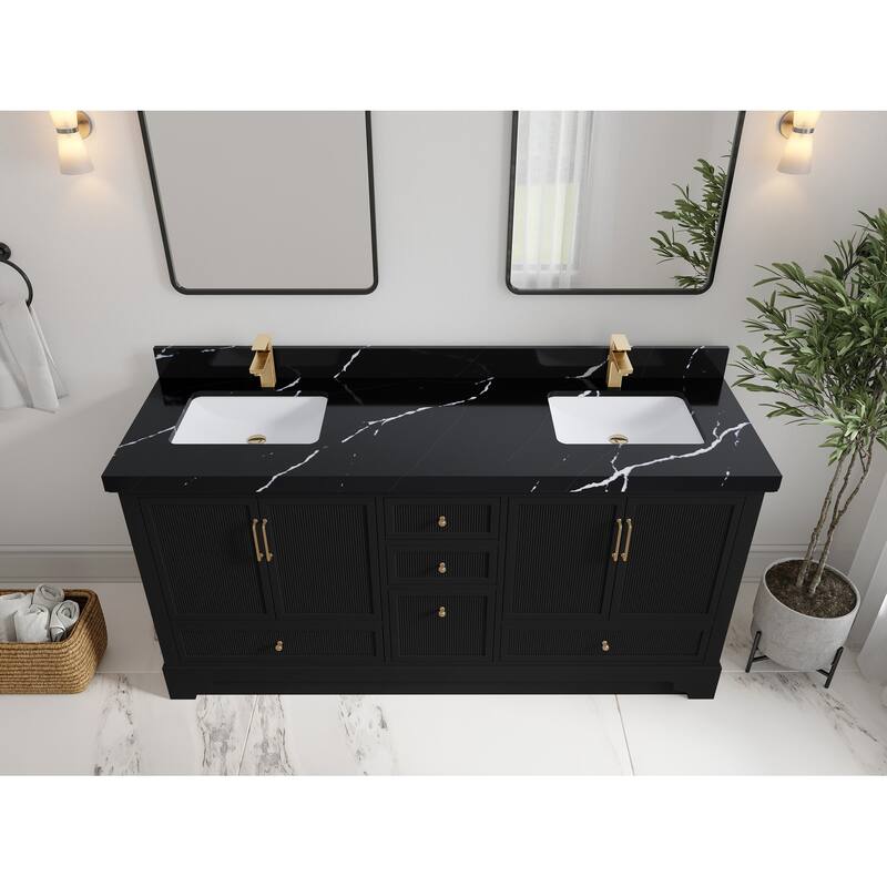 Willow Collections 72 x 22 Alys Double Bowl Sink Bathroom Vanity with Countertop