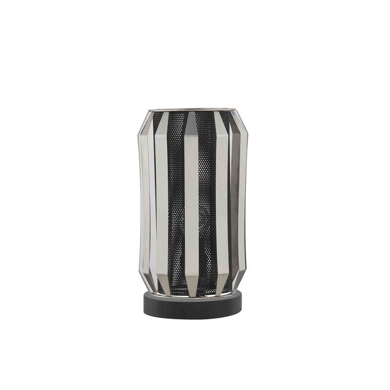 Pin 13 Inch Table Lamp, Accent Cylinder Metal Shade, Round Base, Black - Black, Gray