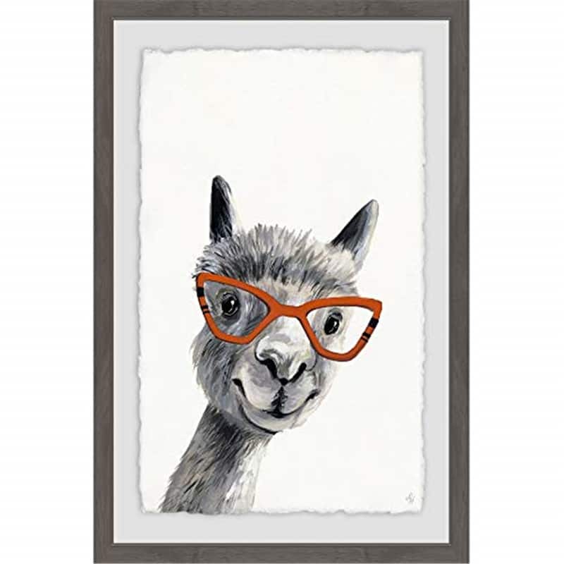 Llama Painting Print Framed Wall Art Home Decor Antique Accents