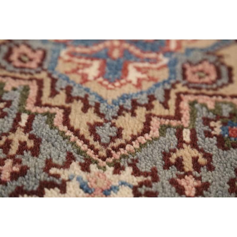 Geometric Heriz Serapi Indian Runner Rug Handmade Wool Carpet - 2'5" x 10'1"