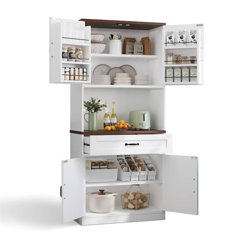 Pocassy Kitchen Pantry Storage Cabinet with 6 Hanging Shelves