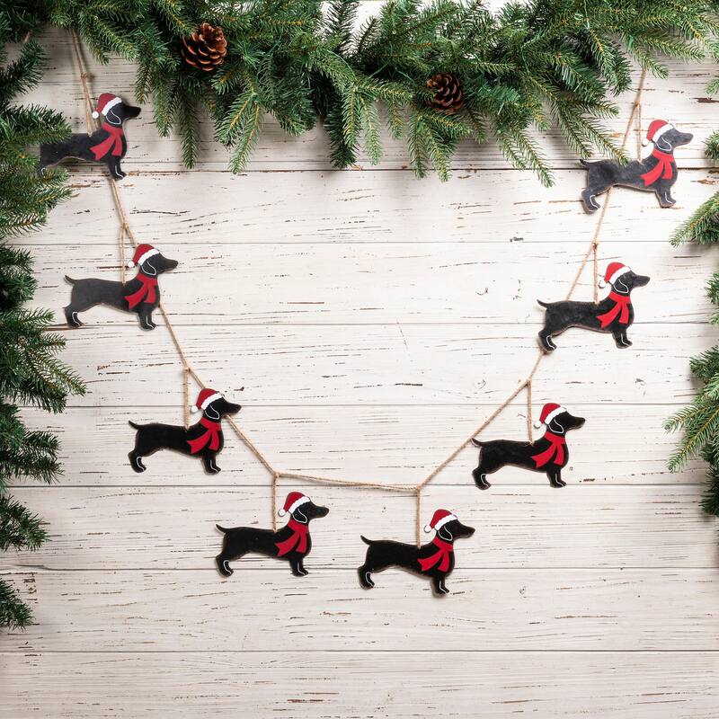 Glitzhome Set of 2 6'L Metal Christmas Tree in Truck Garlands