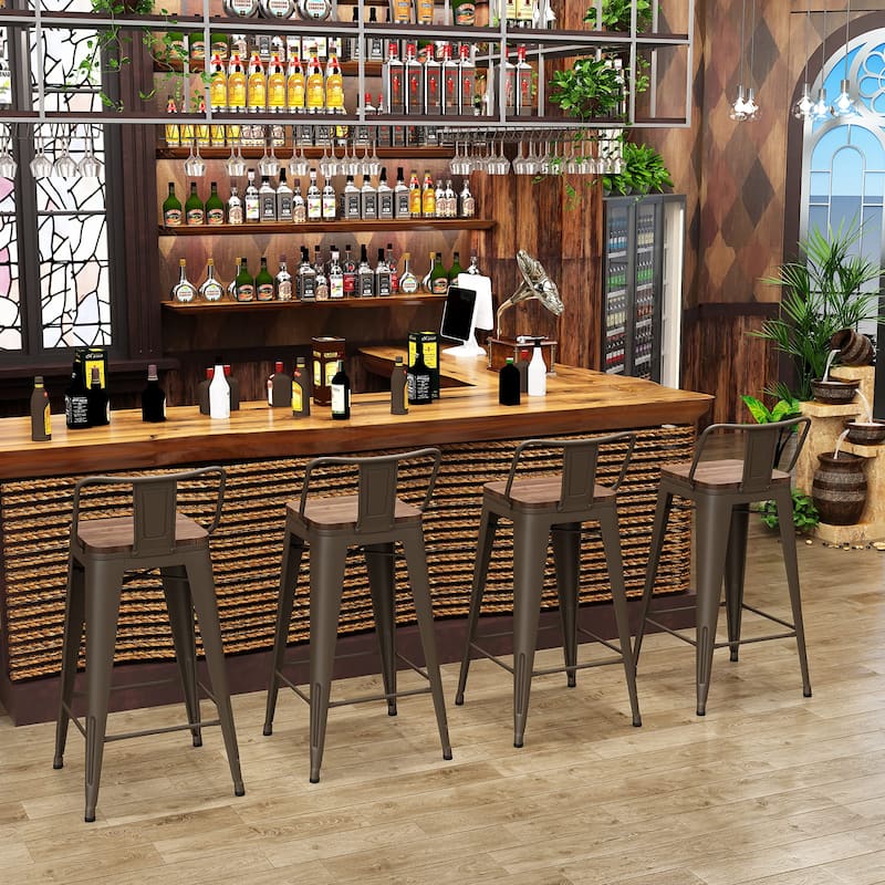 bar stools with backs set of 4 Counter Bar Stools with Wood metal stools