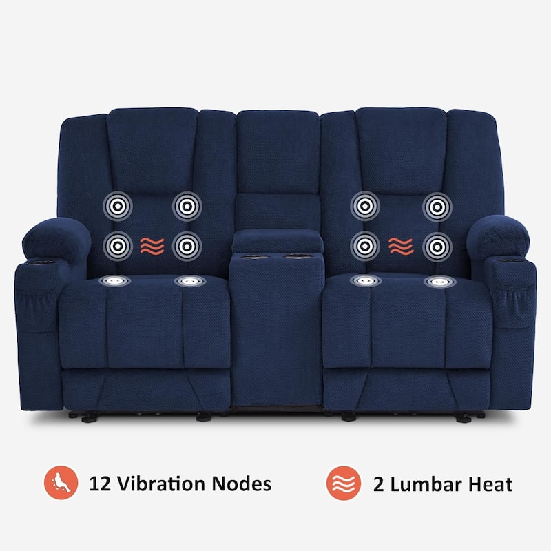 MCombo Electric Power Reclining Sofa with Massage and Lumbar Heat, Fabric 6015/6025/6035/6045