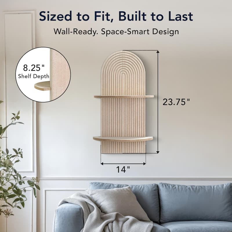 American Art Decor Lunar Ledges Wall Shelf in Brown - 23.75" x 14"