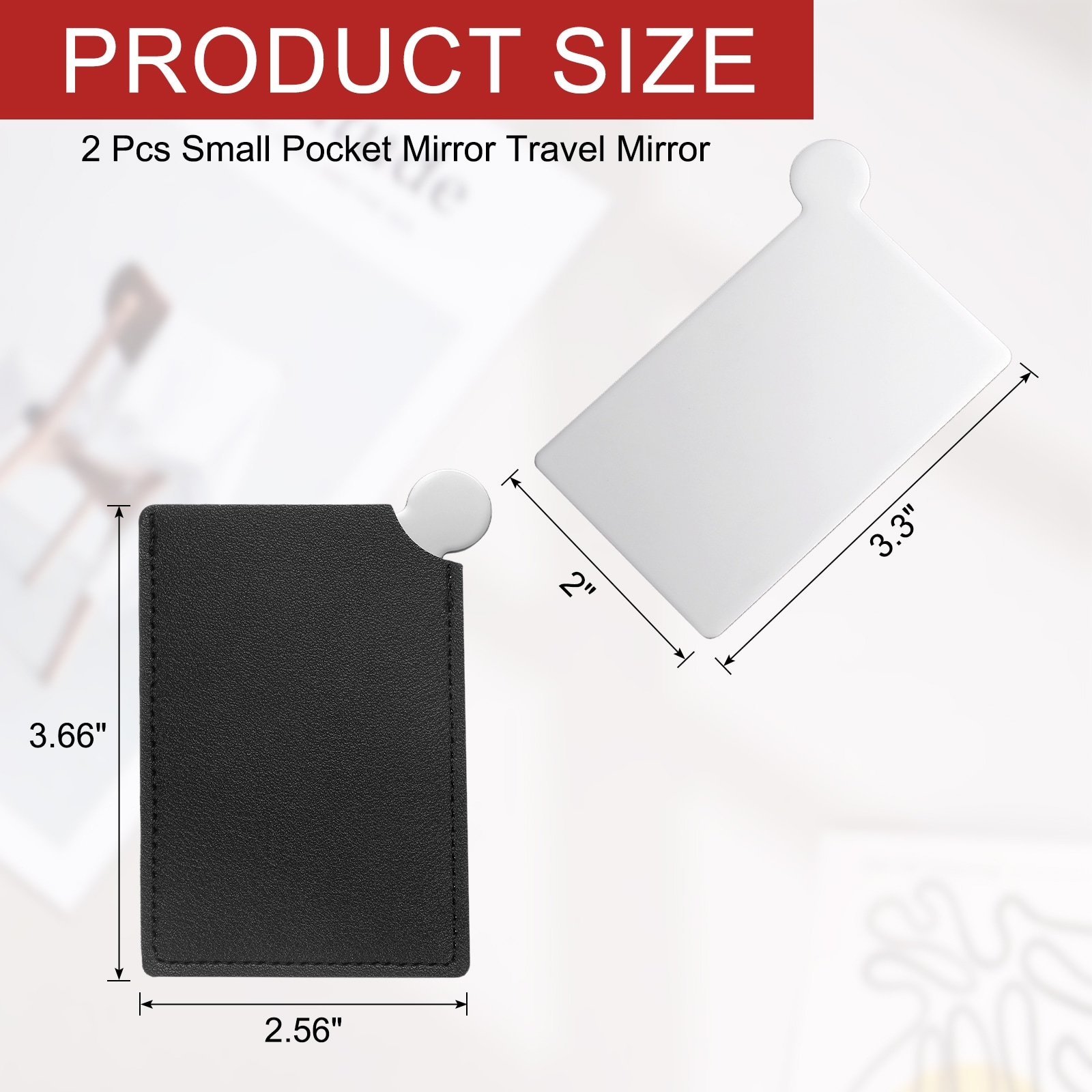 Small Pocket Mirror for Purse, Stainless Steel Compact Makeup Travel Handheld Mirror with Leather Case for Women