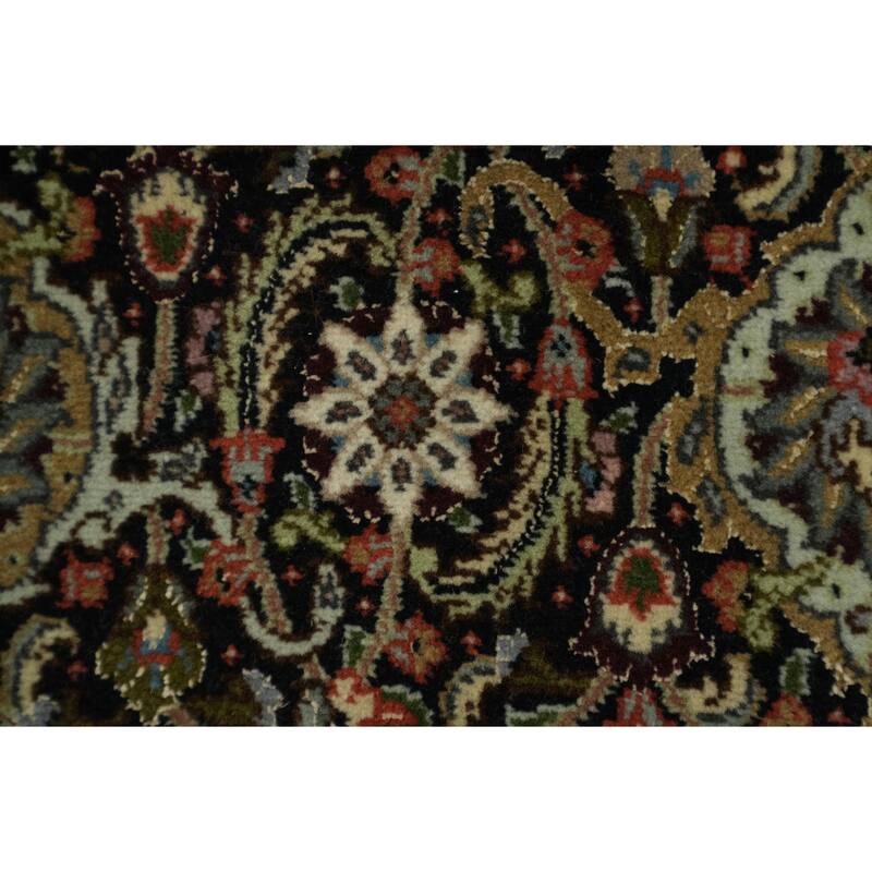 Hand Knotted Oriental 100% Wool Carpet Traditional Geometric Black Tabriz-Mahi Area Rug - 10' 2'' X 6' 7''