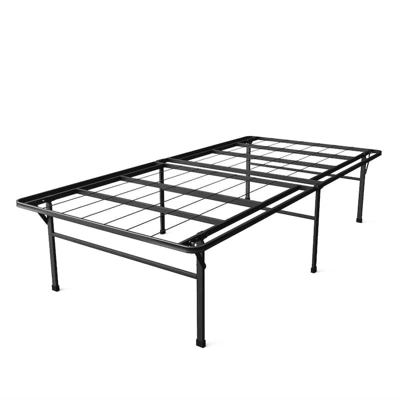 Black 18-inch Twin XL Heavy-Duty High Rise Metal Platform Bed Frame