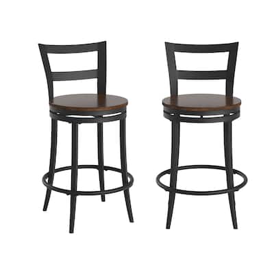 Rovenna Red Brown 24-inch Swivel Counter Height Chair (Set of 2)