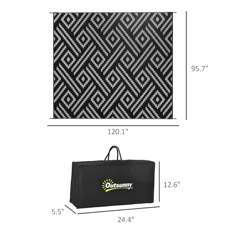 Outsunny Reversible Outdoor Rug, 8' x 10' Waterproof Plastic Straw Floor Mat, Portable RV Camping Carpet - 8' x 10'