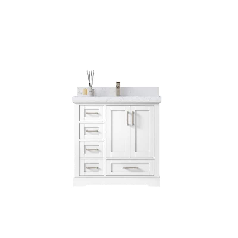 Willow Collections 36 x 22 Boston Center Sink Right Bathroom Vanity with Countertop