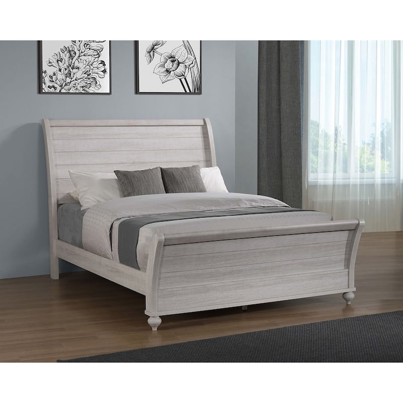 Stillwood Farmhouse Wood Sleigh Bed Vintage Linen