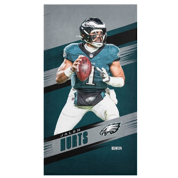 slide 2 of 12, NFL Philadelphia Eagles Player Beach Towel 30 x 60 inches - Jalen Hurts