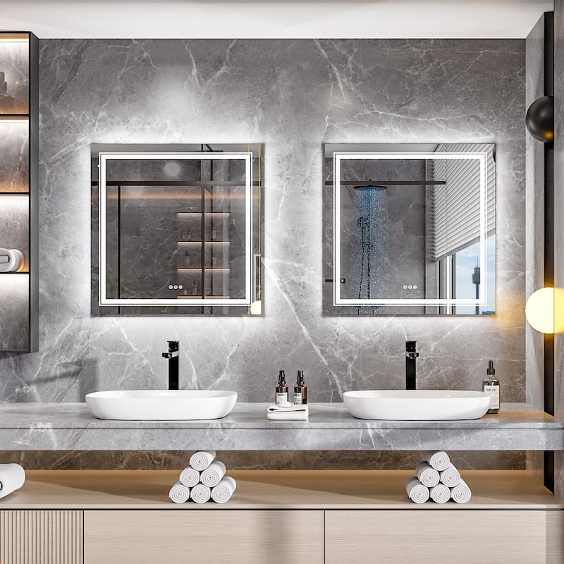 LUVODI LED Bathroom Mirror with Lights Anti-Fog Dimmable Illuminated - 32" x 32"